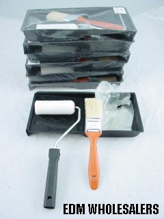 CASE LOT of 6 - 3 PIECE PAINT KITS - ROLLER + BRUSHES