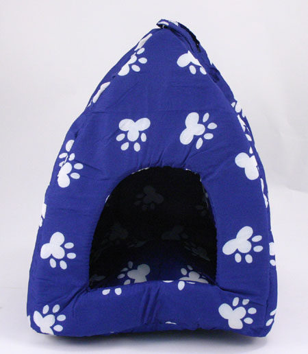 .057 PLUSH PET TENT - BLUE w. WHITE PAW PRINTS - SECURE