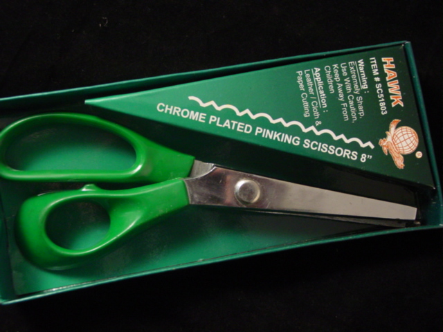 803. PINKING SCISSORS - 8" inch WAVE PATTERN CHROME NEW