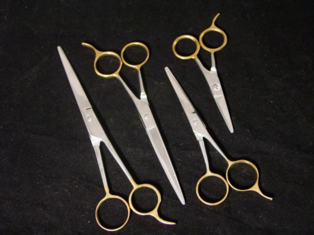SCISSOR SET 4 PIECE - PROFESSIONAL BARBER SHEARS KIT