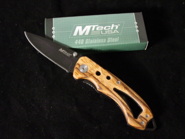 MTech Exotica Series ZEBRA WOOD Folder Hunting KNIFE