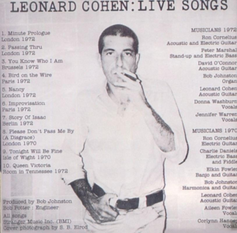 Leonard Cohen - Live Songs - Cd