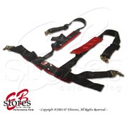 MRSBELT: Megan 4 Points Seat Belt Harness Black with Red wider pads