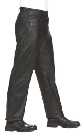EXL-MP210 MENS BLACK LEATHER MOTORCYCLE CHAP PANTS