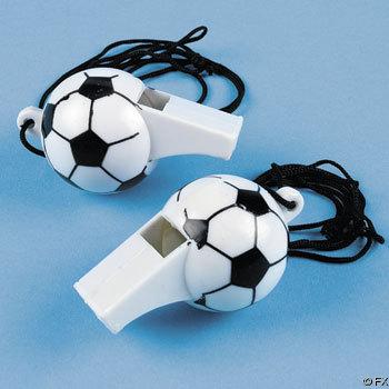Lot of 12 Soccer Ball Whistle Necklace Party Favors New
