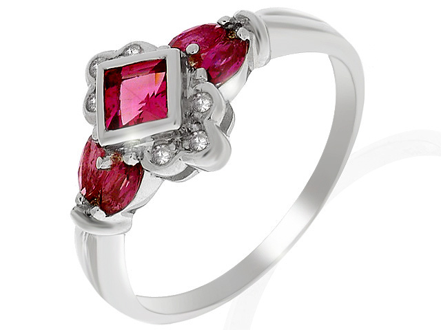9ct White Gold Pink Tourmaline and Diamond Ring