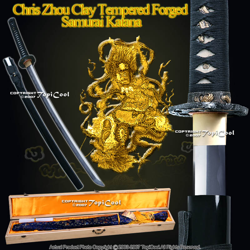 Handmade Forged Steel Clay Folded Japanese Katana Sword