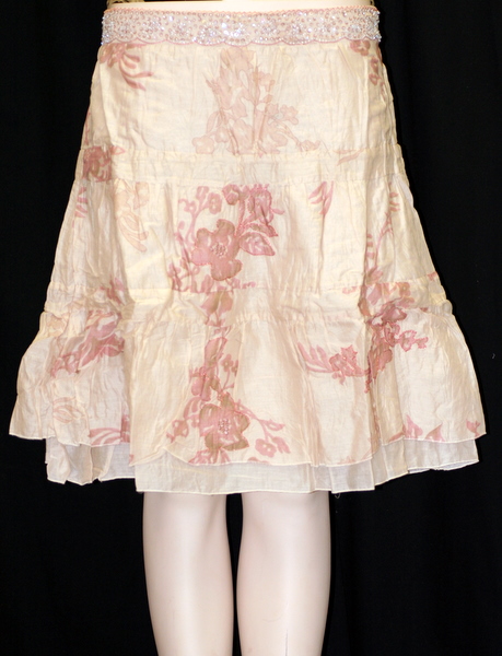 BNWT Hale Bob Peasant Boho Hippie Tiered Skirt Pink 4