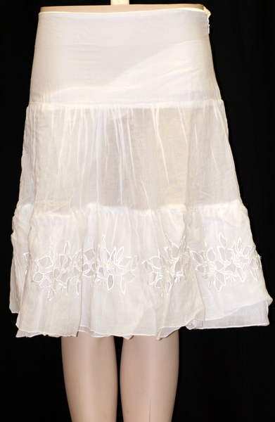BNWT Hale Bob Peasant Boho Hippie Tiered Skirt White 4