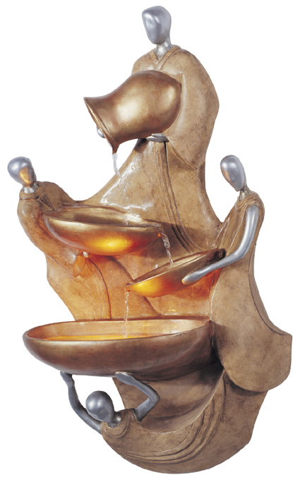 Vestaglia Indoor Wall Water Fountain, Burnished Gold