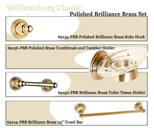Delta 691 Polished Brass Bathroom Accessories 4-Piece Set