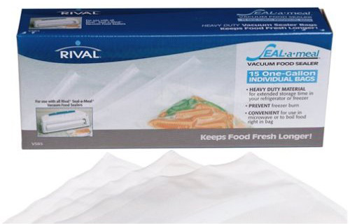 Rival VSB5 Seal-A-Meal 1-Gallon Vacuum Food Sealer Freezer Storage Bags, 15-Pack