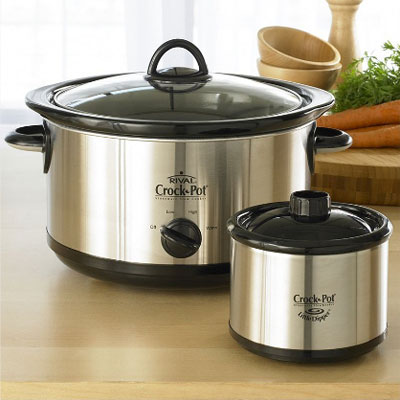 Rival SCR503-UM 5-Quart Slow Cooking Crock Pot Cooker w/ Little Dipper, Stainless Steel