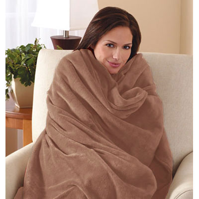 Sunbeam Twin Microplush SlumberRest Cocoa Heated Electric Warming Blanket