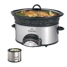 Rival SCVPE503-E 5 Quart Embossed Programmable Smart Crock Pot w/ Little Dipper
