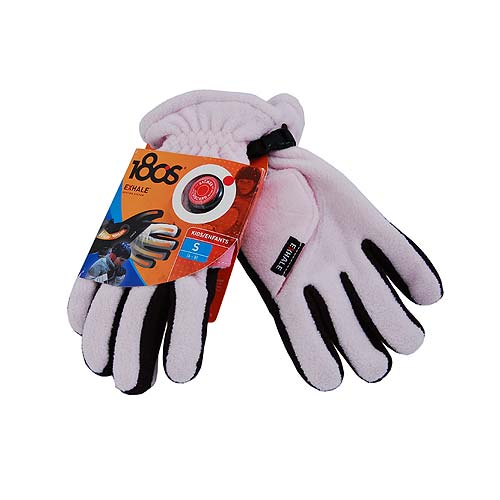 180s Exhale Pink/Black Fleece Heating Ski Snowboarding Gloves, Kids Medium 8-10
