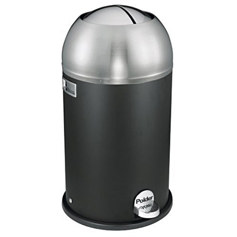 Polder Wink 8-2/3 Gallon Black Trash Can WB-1035-87, Stainless STeel
