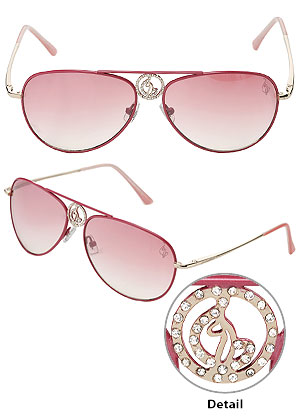 Baby Phat 1020 Pink Aviator Sunglasses with Rhinestones
