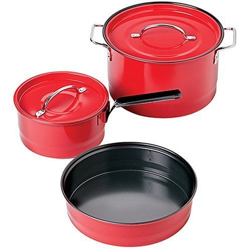 Coleman 807-741T Family Cookware Pots/Pans Camping Set Cookware, Red