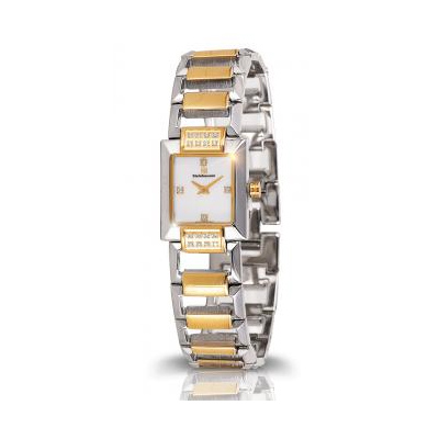 Steinhausen TW554G Ladies 20 Stone Genuine Diamond Mother of Pearl Orthogonal Quartz Watch