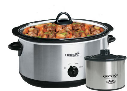 Rival SCV603-SB 6-Quart Slow Cooking Crock Pot Cooker w/ Little Dipper