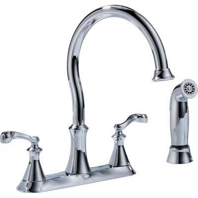 Delta 21925 Vessona Two Handle Kitchen Faucet with Spray, Polished Chrome
