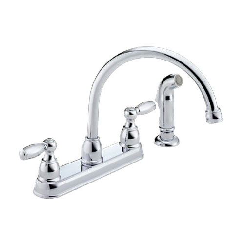 Peerless P99575 Two Handle Kitchen Sink Faucet w/ Spray, Polished Chrome