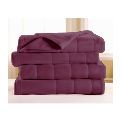 Sunbeam Full Heated Electric Blanket Quilted Fleece, Raisin