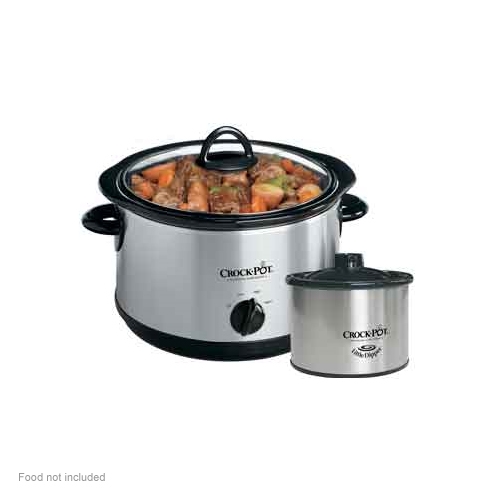 Crock Pot SCR503-SP 5-Quart Round Manual Slow Cooker w/ Little Dipper Crock Pot SCR503-SP 5-Quart Round Manual Slow Cooker w/ Little Dipper