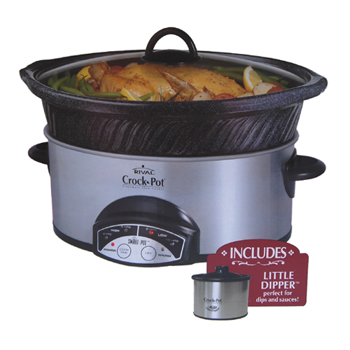 Crock-Pot BBQ Pit Deluxe Slow Cooker w/Rib Rack & Recipe Book 