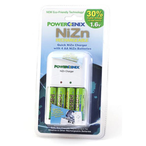PowerGenix ZR PGX1HRAA 4B Quick Charger w 4 AA NiZn 16V Rechargeable Batteries