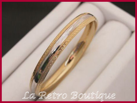 14K Gold Overlay 2-Tone Baby Bangle Bracelet 0-9 Months
