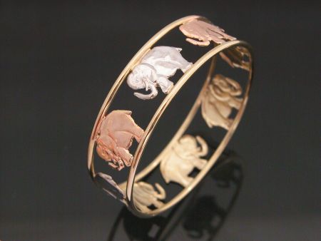 14K Gold gf Little Girls LUCKY ELEPHANT BANGLE Bracelet