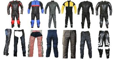 Leather & Textile motorcycle suits. Riding & racing pants chaps