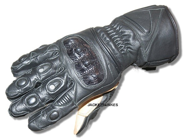 NEW MOTORCYCLE KANGAROO LEATHER KEVLAR GLOVES BLACK L
