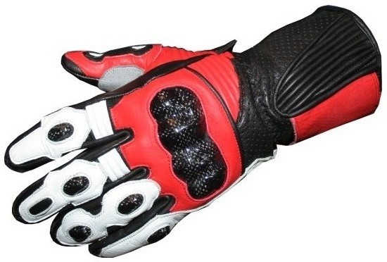 LG75 MOTORCYCLE GLOVES CARBON KEVLAR LEATHER Red M