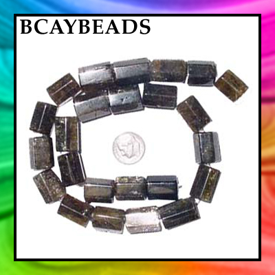 5 GREEN GARNET 12X18MM HEXAGON TUBE BEADS A+ BEAD