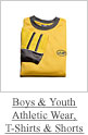 Boys & 
youth athletic wear, t-shirts & shorts