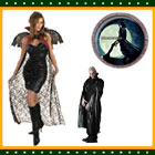 New Adults Black Lace Vampire Costume Wings With Cape