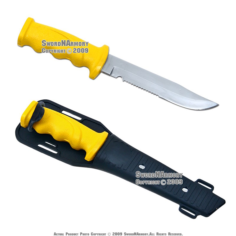Stainless Steel Scuba Diving Knife w Leg Strap Serrated