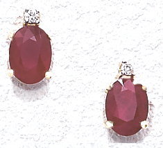 Ruby Earrings Ruby & Diamond Earrings 10K White Gold