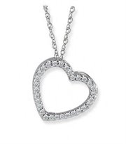 LBH01014WG: 14K White Gold Diamond Heart Necklace on a 16" Chain ( I1 G-H .15cttw)