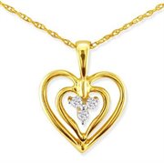 DH0308149-YGHRT: Three Stone Diamond Heart set in 10K Yellow Gold