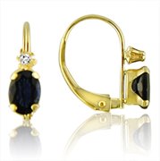AJ10847SA: 10K Yellow Gold Sapphire and Diamond Leverback Earrings (1.20ct tgw)