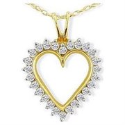 dh050YGB: 1/2 Carat Diamond Heart Pendant in  10K Yellow Gold