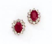 CMIE6031-07: 1.40ct Oval Cut Ruby & Diamond Stud Earrings