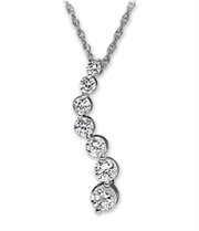 JDP050B-C: 14K White Gold Journey Diamond Pendant 1/2ct tw J-K I2 18" Necklace