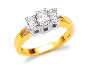 OV3-50YG: 1/2 ct 3 Diamond Ring Oval Diamond 3 Stone Ring 14K