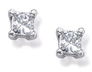 PCE40: .40ct White Gold Princess Diamond Earrings Studs
