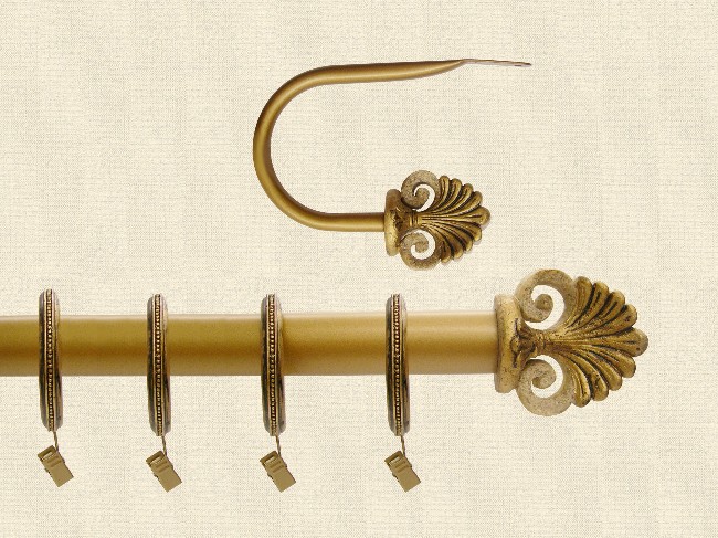 Austria 28-48 Inch Window Curtain Rod Set- Antique Gold